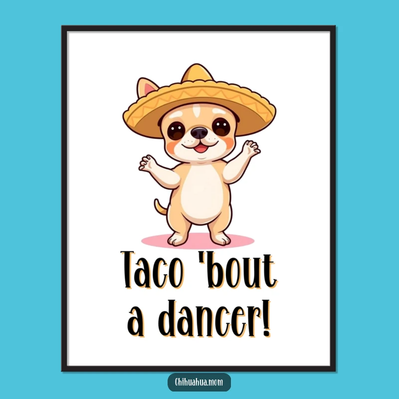 Free Printable Chihuahua Flamenco Wall Art: Dancing Dog Downloadable Art, DIY Gift