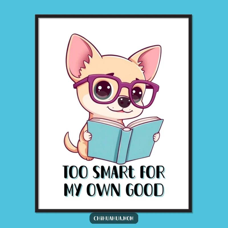 Free Printable Confused Chihuahua Wall Art: Funny Bookish Downloadable Decor