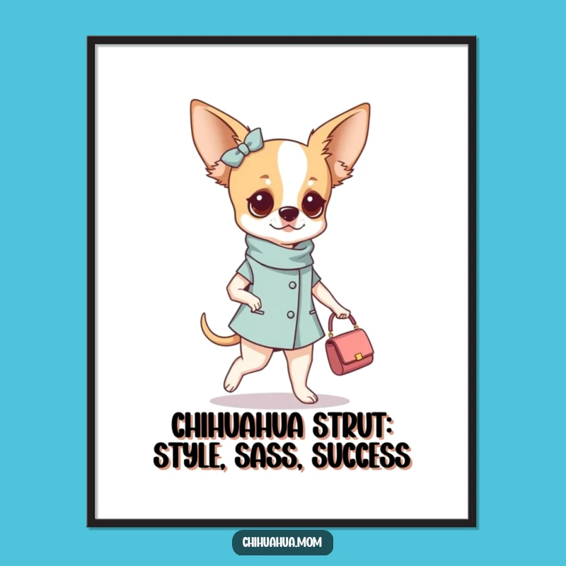 Free Printable Fashionable Chihuahua Strut Wall Art Funny Downloadable Decor