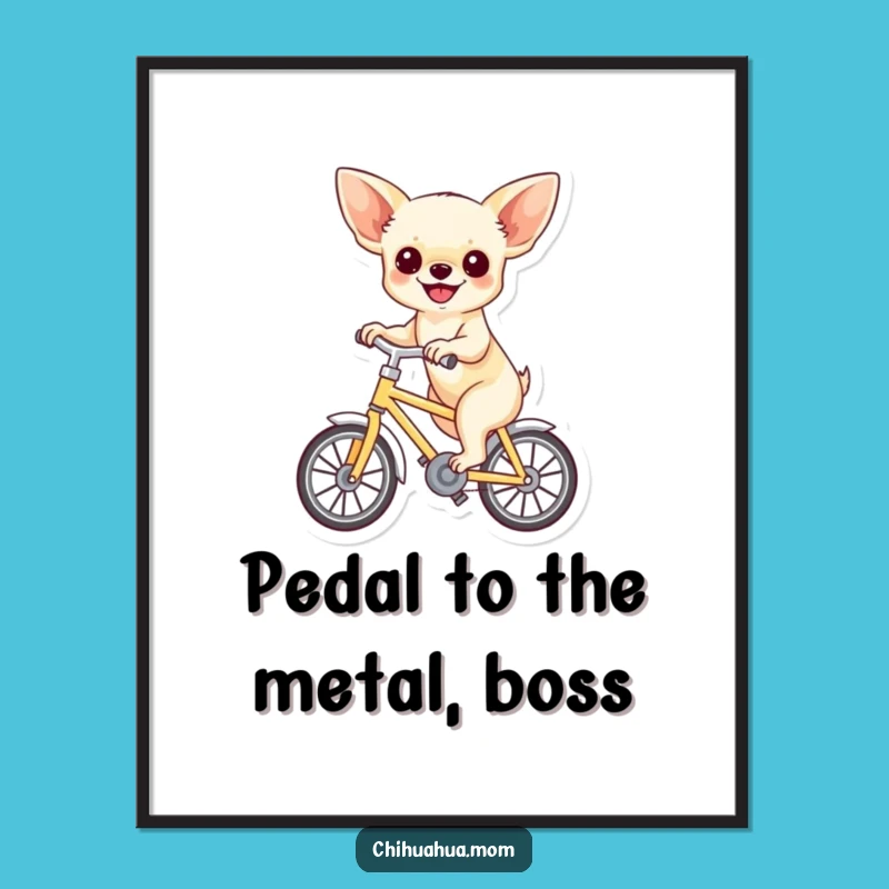 Free Printable Funny Chihuahua Wall Art - Joyful Bicycle Ride Downloadable Decor