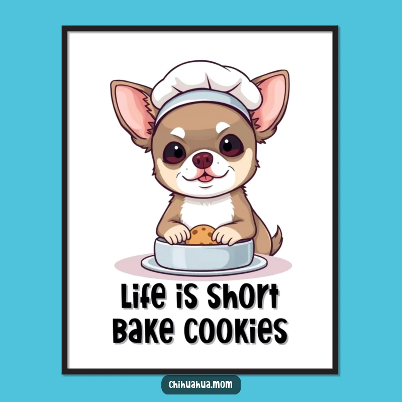 Free Printable Wall Art: Chef Chihuahua Baking, Downloadable Cute Kitchen Decor