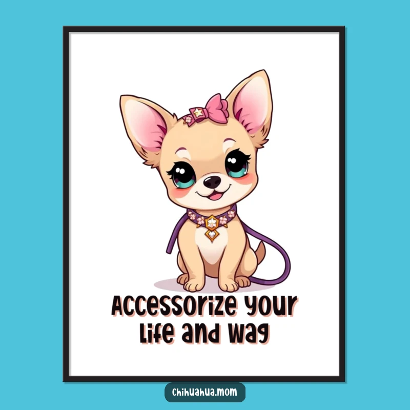 Free Printable Wall Art: Funny Chihuahua Lady Sparkle Decor Download