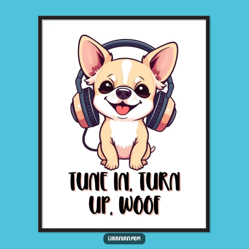 Funny Free Printable Wall Art: Groovy Chihuahua Headphones - Downloadable Decor!