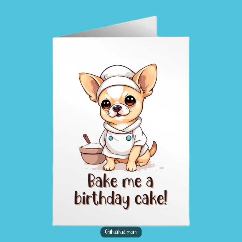 Free Printable Funny Baker Chihuahua Birthday Card - Deliciously Cute Downloadable Gift