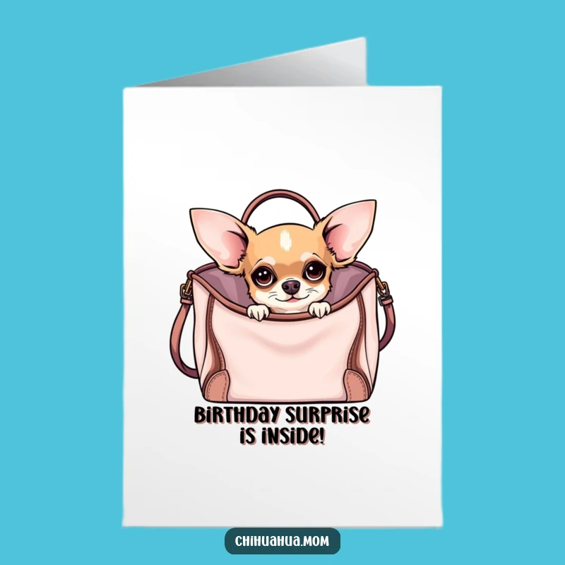Free Printable Funny Chihuahua Handbag Birthday Card - Chic Downloadable Gift