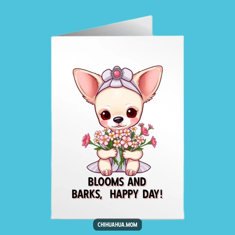 Free Printable Pampered Chihuahua Birthday Card Flower Lover Downloadable Gift