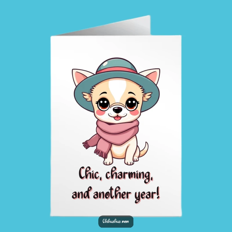 Free Printable Birthday Card: Chic Chihuahua Lady, Downloadable Gift