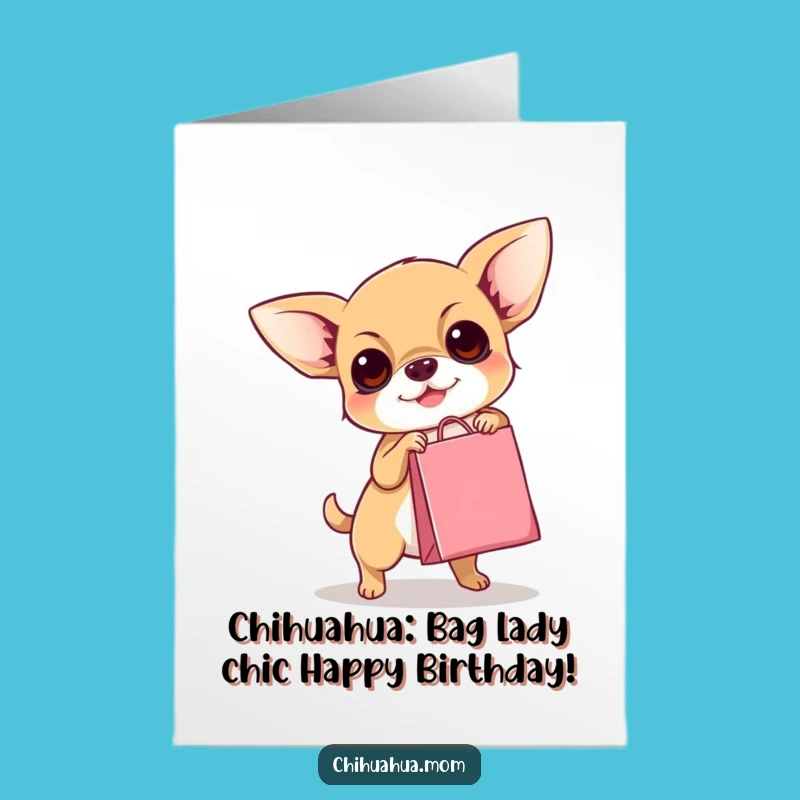 Free Printable Birthday Card: Funny Chihuahua Shopping Gift, Hilarious Dog Downloadable