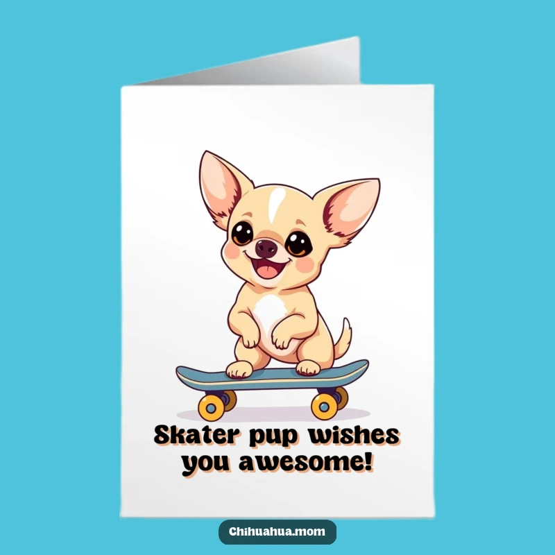 Free Printable Birthday Card: Funny Chihuahua Skater JPG - Instant Download Laughs!