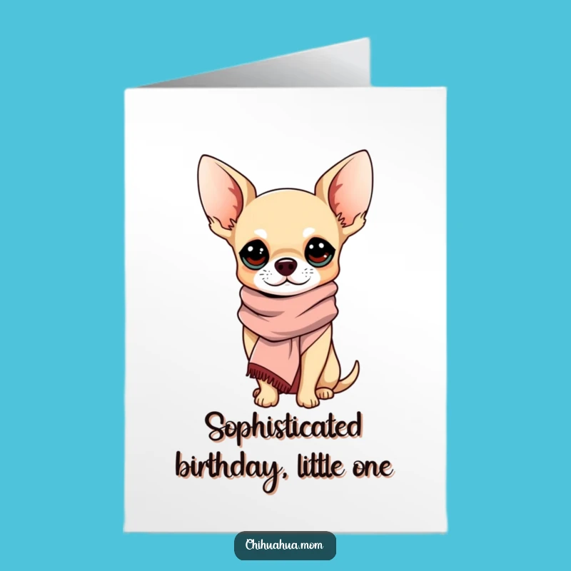 Free Printable Chic Chihuahua Birthday Card: Sophisticated Dog Downloadable Gift for Her