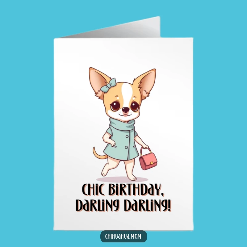 Free Printable Fashionable Chihuahua Birthday Card Diva Style Downloadable Gift
