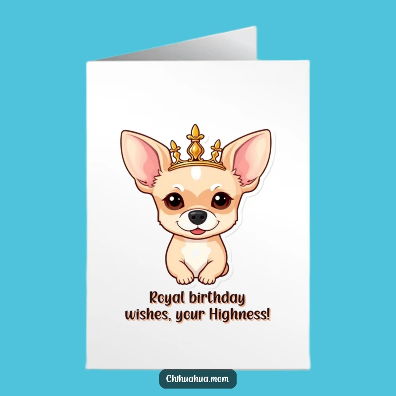 Free Printable Royal Chihuahua Birthday Card: Funny Crowned Pup Gift, Downloadable Art