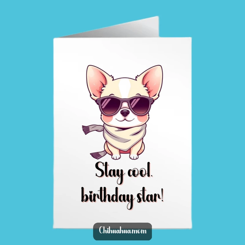 Free Printable Birthday Card: Stylish Chihuahua in Sunglasses - Funny Downloadable Gift