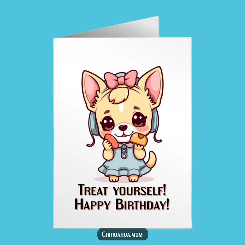 Free Printable Birthday Card: Funny Kawaii Chihuahua Treat Holder Downloadable Gift