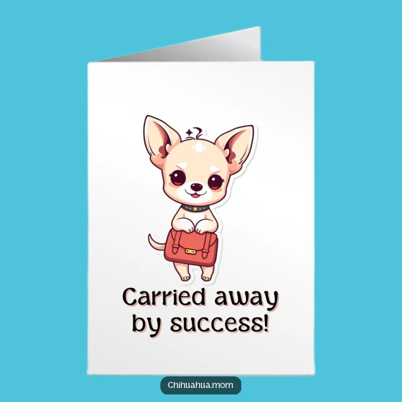 Free Printable Congrats Card: Kawaii Chihuahua Handbag Chic for Your Success