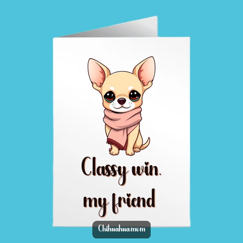Free Printable Chic Chihuahua Congrats Card: Elegant Dog Downloadable Gift for Her