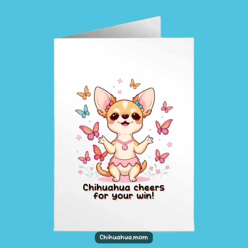 Free Printable Chihuahua Butterfly Conductor Congrats Card Funny Downloadable Gift