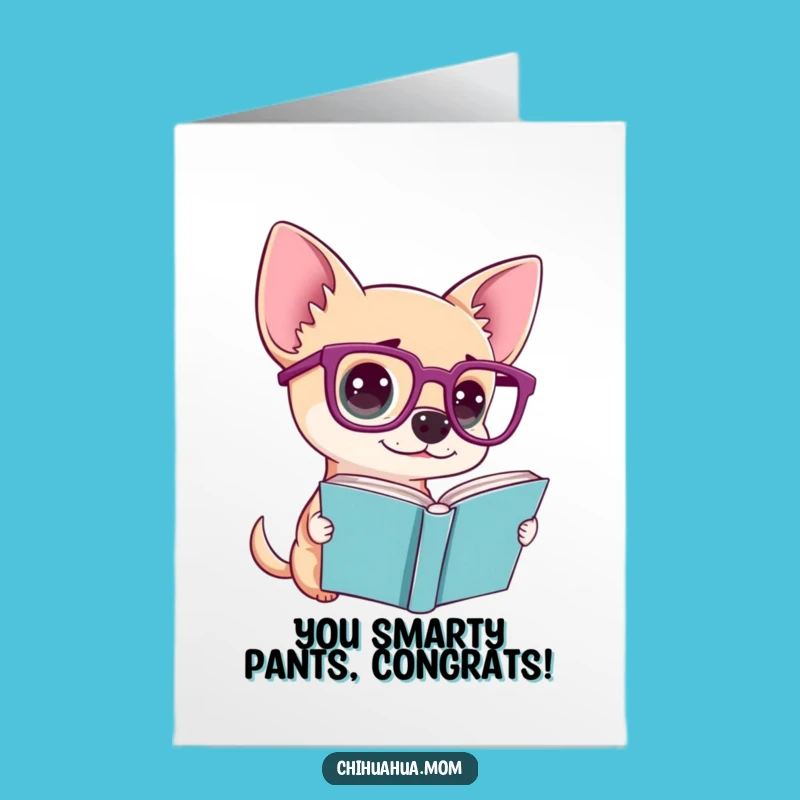 Free Printable Confused Chihuahua Congrats Card: Funny Bookish Downloadable