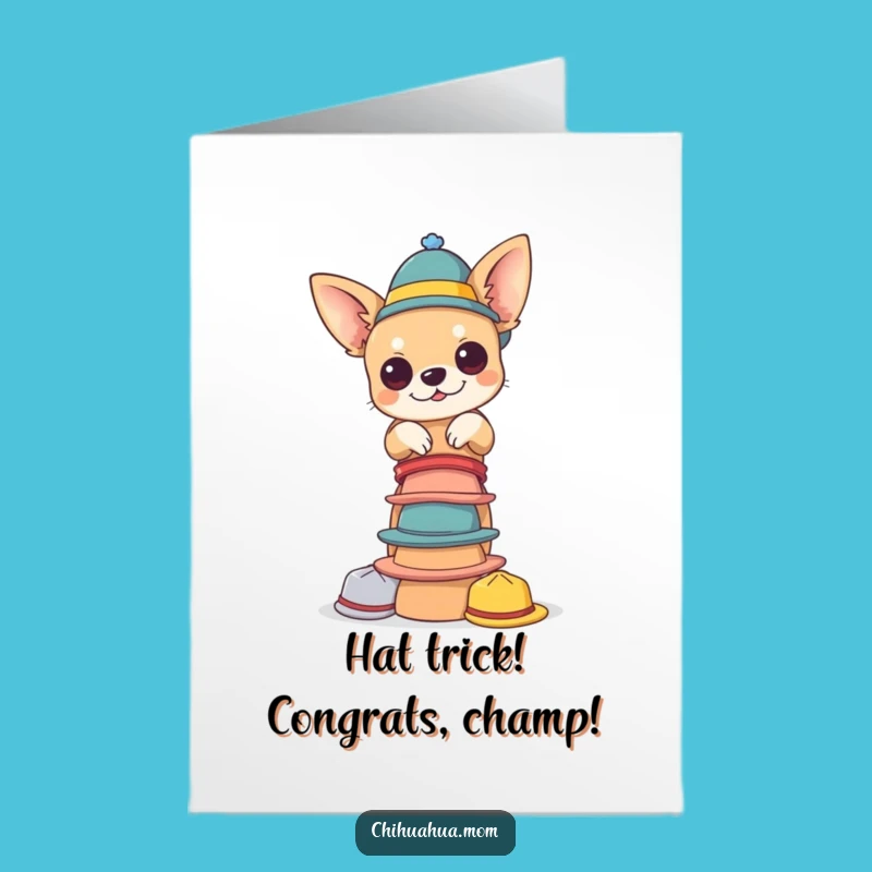 Free Printable Congrats Card: Chihuahua's Hat Trick Achievement!