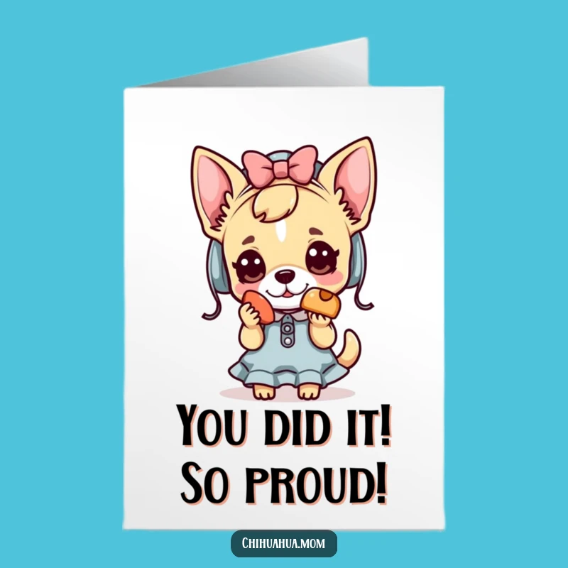 Free Printable Congrats Card: Cute Kawaii Chihuahua Treat Gift for Celebrations