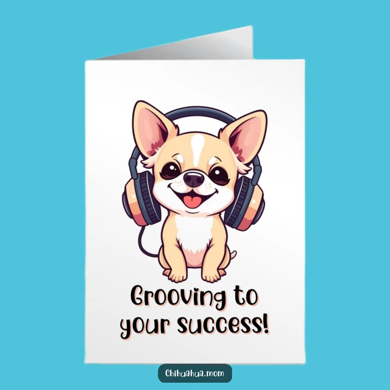 Free Printable Congrats card: Jammin Chihuahua Headphones - Downloadable Gift!