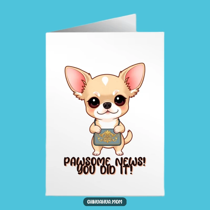 Free Printable Congratulations Card: Determined Chihuahua, Chic Handbag, Funny Downloadable Gift