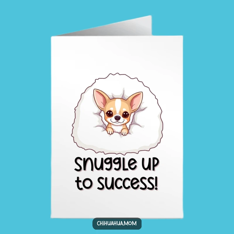 Celebrate their happy moments with this free printable congratulations card showing a chihuahua under a blanket, easy to print at home.