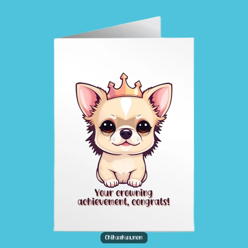 Free Printable Congrats Card: Regal Chihuahua Crown Humor Downloadable Gift