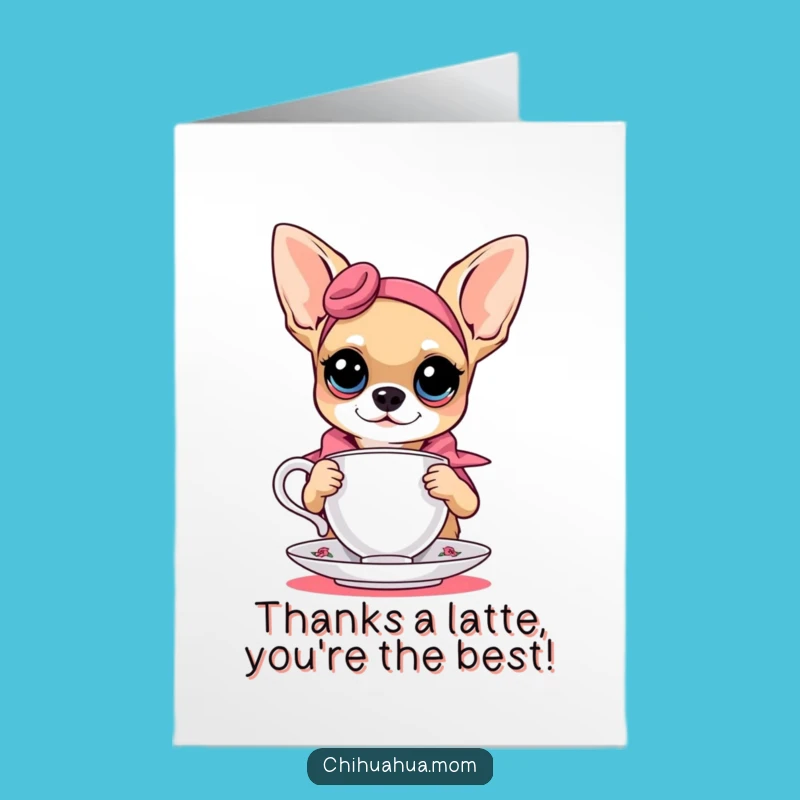 Express your thanks with flair using this free printable card! Our fashionable chihuahua is ready to print at home, adding a stylish touch to gratitude.
