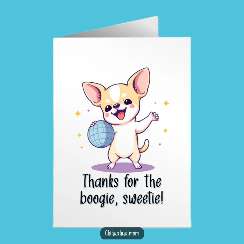Free Printable Thank You Card: Chihuahua Disco Dance Gratitude Downloadable