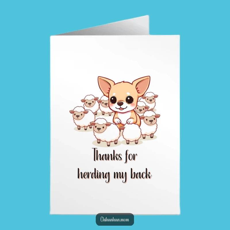 Free Printable Thank You Card: Chihuahua Herding Gratitude, Sheep Included