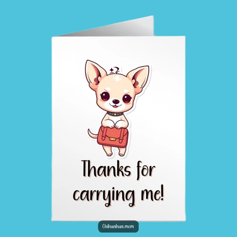 Free Printable Thank You Card: Funny Kawaii Chihuahua Handbag Expresses Gratitude