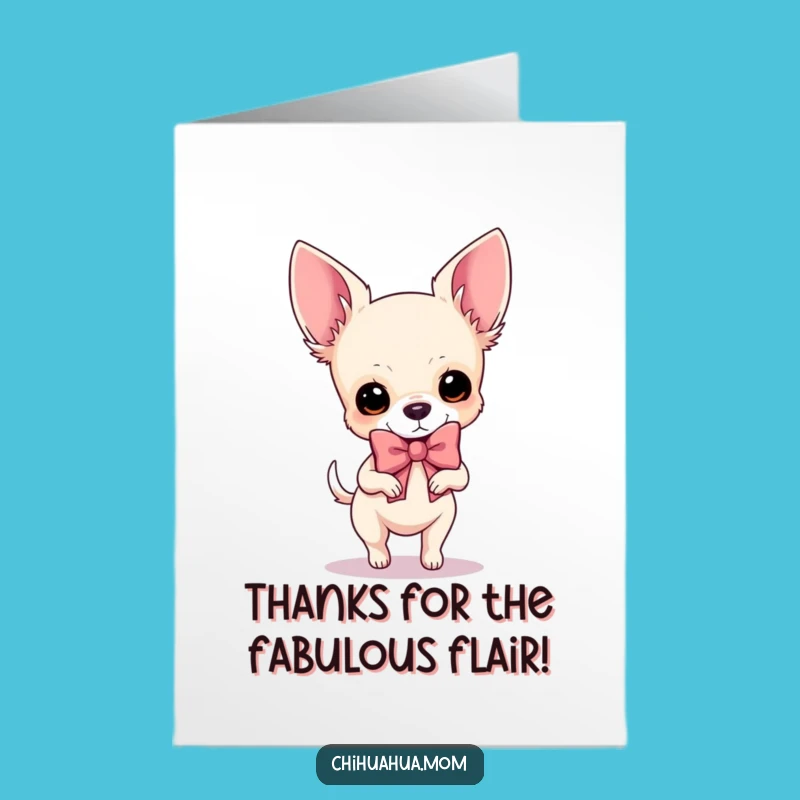Free Printable Thank You Card: Glamorous Chihuahua Bow, Humorous Gratitude Downloadable