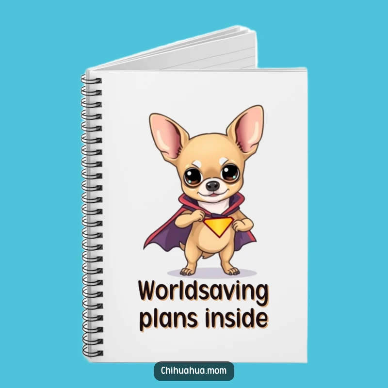 Capture your brilliant ideas with this funny chihuahua superhero notebook. Perfect for notes, doodles, and plans.