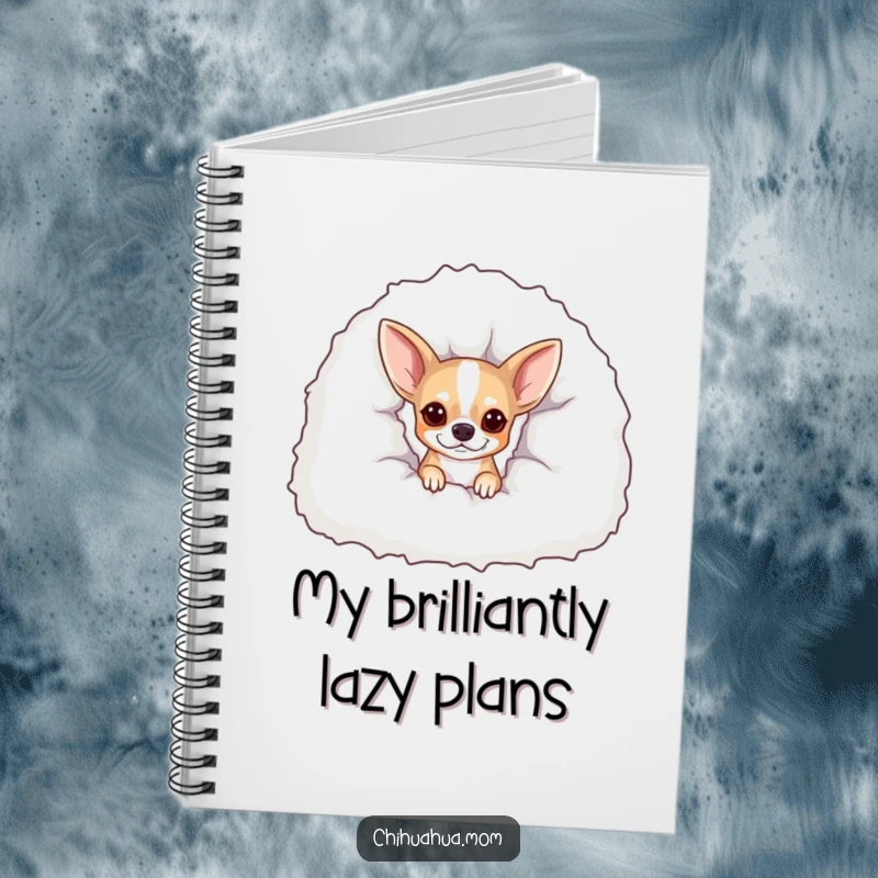 Funny Peekaboo Chihuahua Notebook: A dog peeks from under a blanket. Cute stationery.