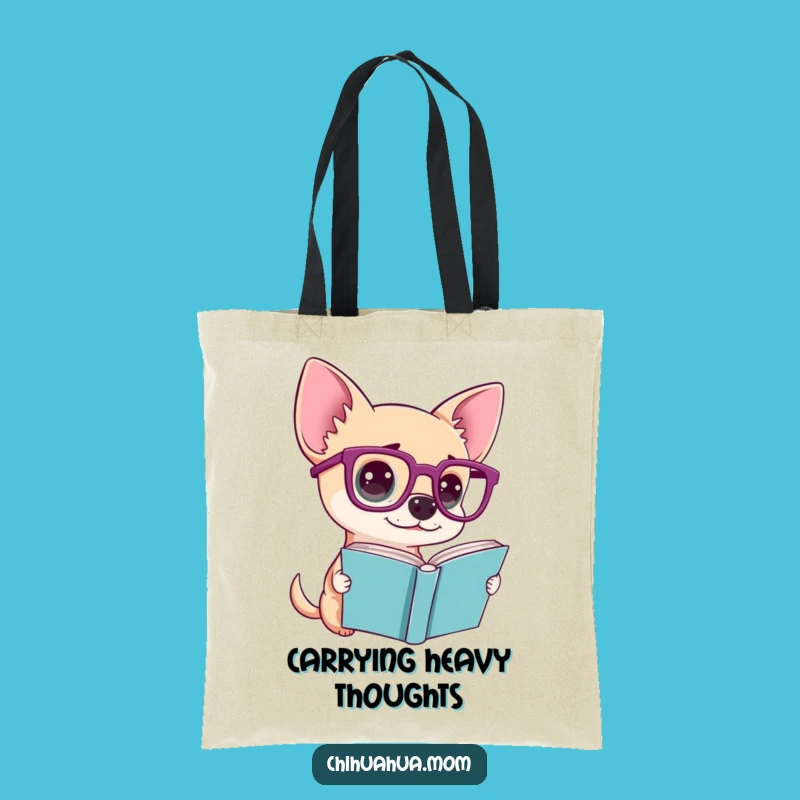 Funny Chihuahua Glasses Tote Bag - Carry Your Books with Humor
