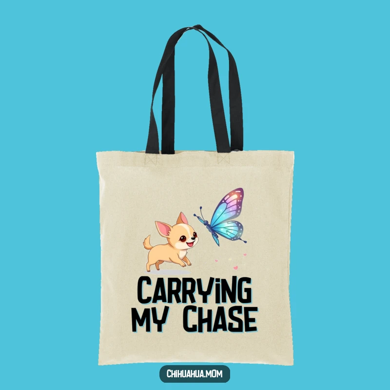 Funny Chihuahua Butterfly Chase Tote Bag: Carry Your Joyful Adventures!