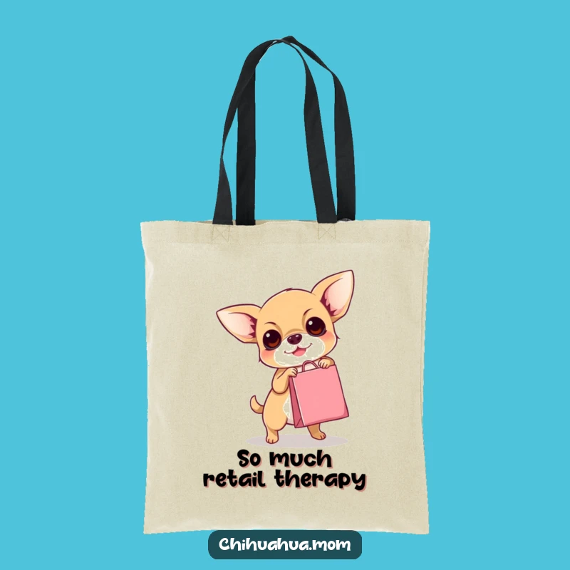 Carry your essentials in style with this funny chihuahua tote bag, featuring a determined pup and a miniature shopping haul. Practical and hilarious!