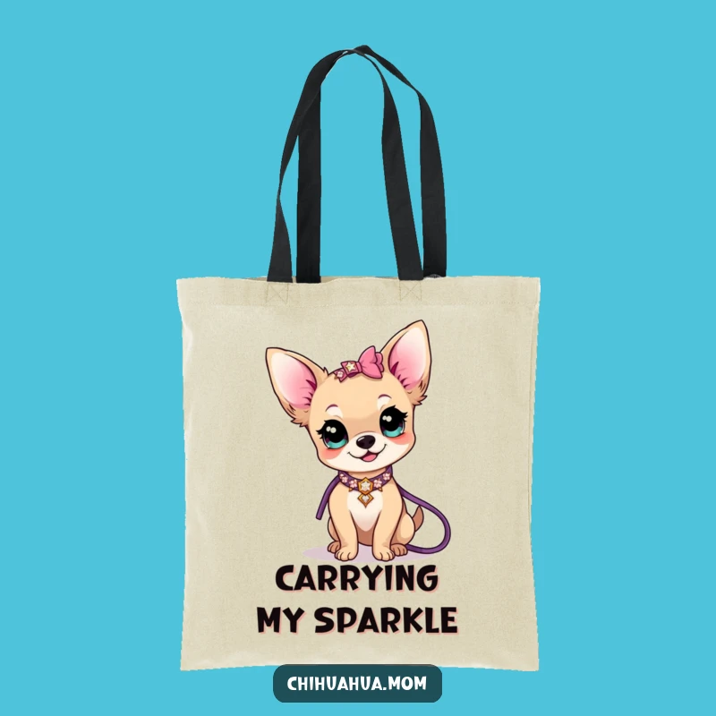 Funny Kawaii Chihuahua Lady Tote Bag: Sparkle Style - Perfect Funny Gift!