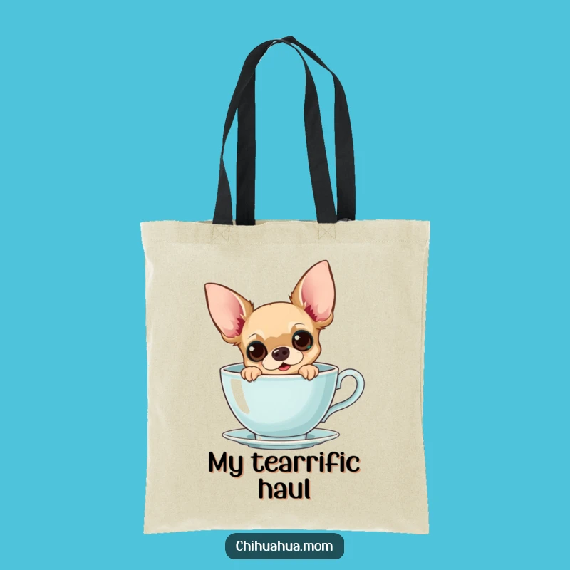 Funny Chihuahua Teacup Tote Bag: Carry Your Curiosity, Adorable Accessory!